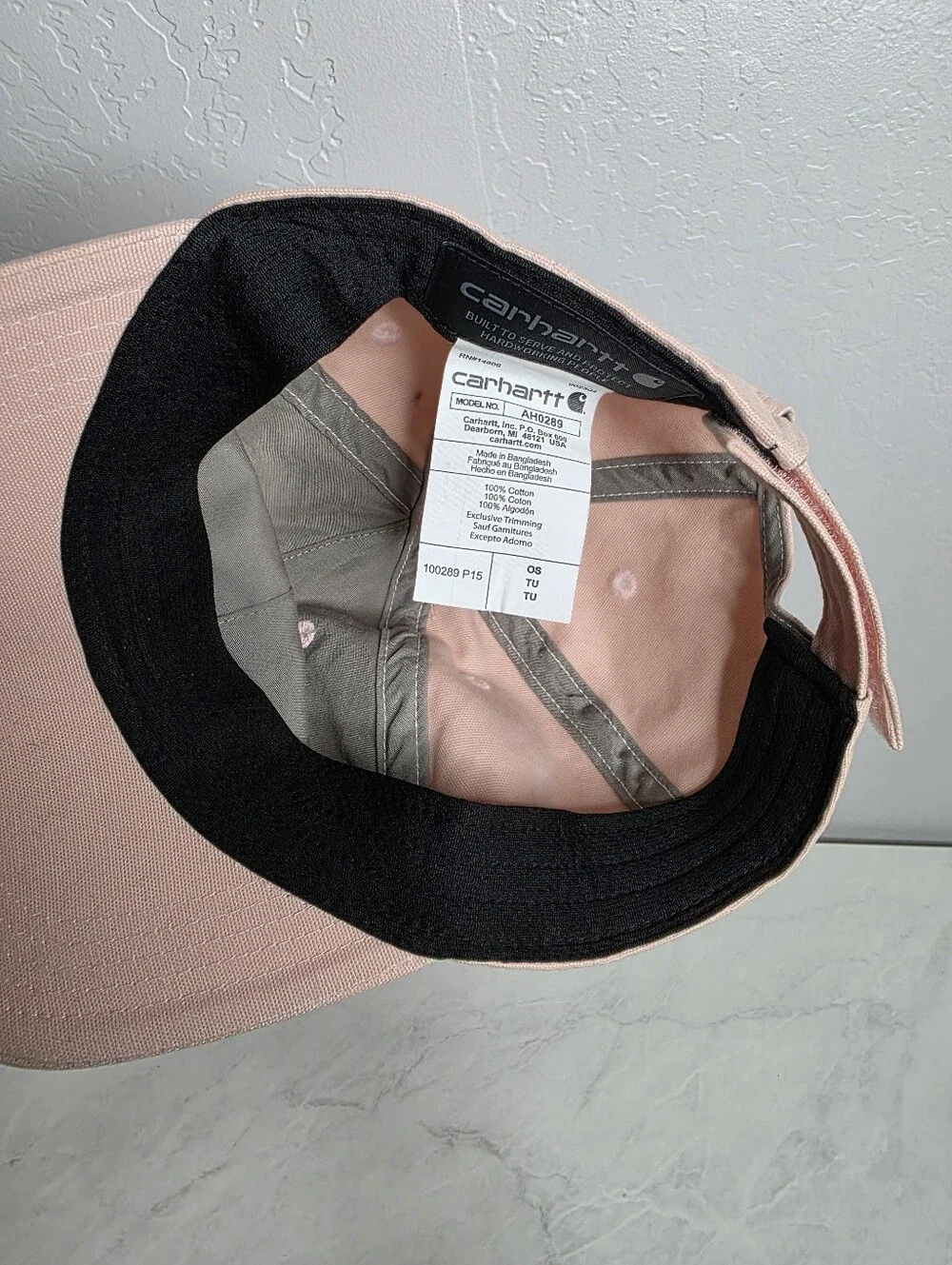 Carhartt Light Pink Canvas‎ Strapback Hat with Leather Patch